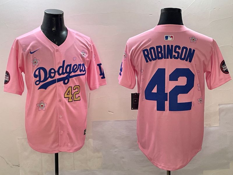 Men Los Angeles Dodgers #42 Robinson Pink Sakura Edition 2025 Nike MLB Jersey style 6->los angeles dodgers->MLB Jersey